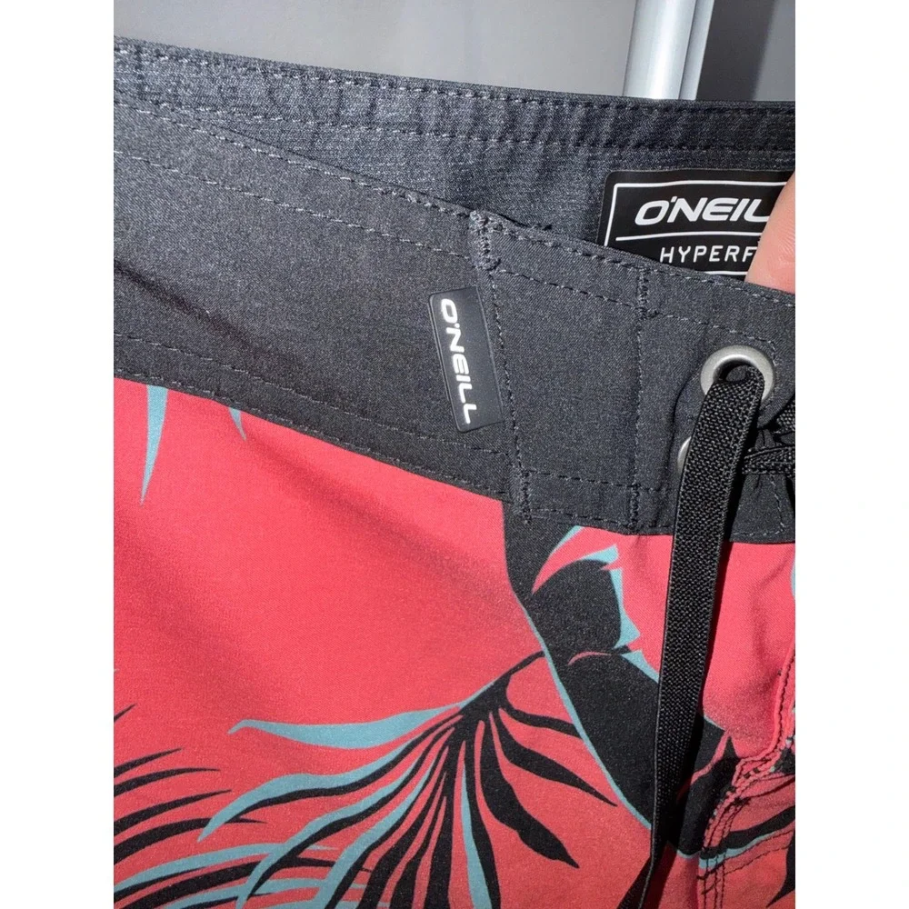 ONeill Hyperfreak Mens Board Shorts Sunset Gradient Palm Print Swim Trunks